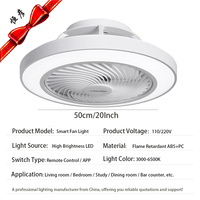 Ventilateur de plafond intelligent à LED avec lumière, pour chambre à coucher, décoratif, à intensité variable, avec télécommande, normes CE-ROHS CE-EMC