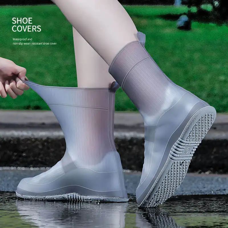 Sapatos de chuva de silicone antiderrapantes e impermeáveis, botas de proteção para os tornozelos, calçados de silicone para venda no atacado