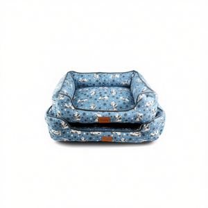 ชุดบ้านสุนัขผ้าลินินพิมพ์ลายสามชิ้น พื้นหลังสีน้ำเงิน สำหรับเตียงสัตว์เลี้ยง - Product Image 2