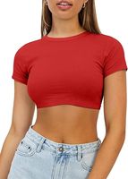 Nouveauté, haut court personnalisé pour femme, col rond, manches courtes, streetwear, t-shirt basique, style Y2K, chemisier léger