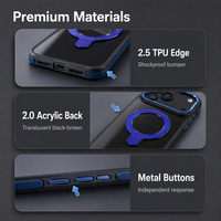 Coque de téléphone transparente avec anneau magnétique pour iPhone 18 Pro Max, bandes latérales en TPU 2.5, panneau arrière en acrylique 2.0, cadre de caméra en métal