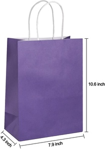 Bolsas de Papel Kraft Reciclables de Lujo Ecológicas de Color Morado Medio con Asas, Logotipo Personalizado, Bolsas de Regalo de Alta Calidad para Baby Shower - Product Image 2
