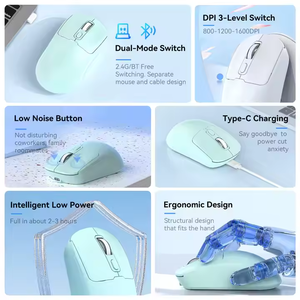 Ergonomic 2.4G BT Dual-Mode Wireless Gaming <b>Mouse</b> Right Hand Orientation Laser Tracking USB Connection Plastic PC <b>Mouse</b> - Product Image 3