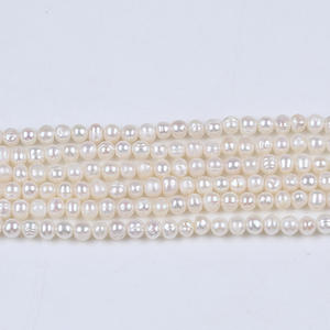 Perles d'eau douce de forme pomme de terre, blanches, 5-6 mm, pour la fabrication de bijoux, produit semi-fini, Zhuji, naturel, en vrac, semi-fini - Product Image 1