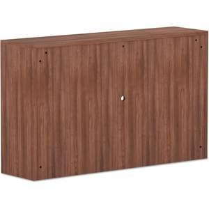 Alera Valencia Series Modern <b>Walnut</b> Hutch with 4 Compartments and Doors 58.88w X 15d X 35.38h Desktop & <b>Drawer</b> Organizer - Product Image 4
