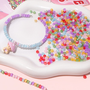 Wholesale High Quality 4mm Color Plated Cat's Eye Crystal Glass Seed <strong>Beads</strong> Multi Color Spacer <strong>Beads</strong> Glossy Glass Loose <strong>Beads</strong> - Product Image 2