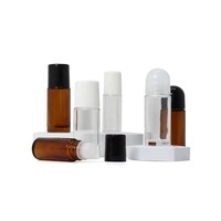 Vente en gros de flacons à bille en verre de luxe 30ml 50ml transparents, ambrés, bruns pour huiles essentielles, déodorants, soins de la peau, sérums