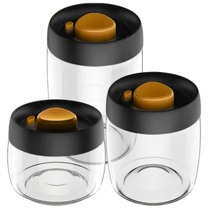 1.5l nhà máy Bán buôn giá biểu tượng tùy chỉnh hút chân không thủy tinh màu đen nắp kín rõ ràng cao Borosilicate thủy tinh cà phê đậu lưu trữ Jar