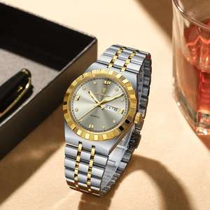 Montre-bracelet pour homme Poedagar 872, quartz, date et jour, étanche, lumineuse, en acier inoxydable - Product Image 3