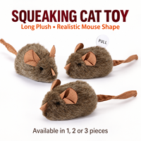 Jouet pour chat réaliste en forme de souris qui couine, jouet interactif en peluche pour la chasse avec son et longue queue pour chats d'intérieur et chatons