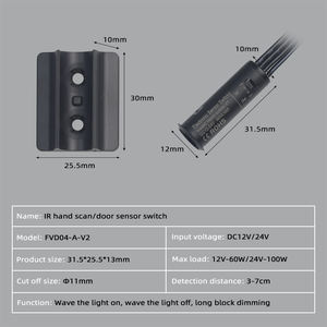 Interruptor de Sensor de Puerta IR Manual FVD04-A-V2 Negro DC12V/24V 5A 120W para Armarios y Gabinetes - Product Image 2