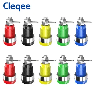 Cleqee P40018 Terminal Binding Post Met 4Mm Banaan Socket Voor Versterker Instrument Voeding Panel Mount Connector