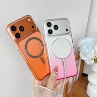 Étui magnétique dégradé givré ultra fin, bords antidérapants, coque rigide simple en PC, antichoc pour les séries 16 et 17
