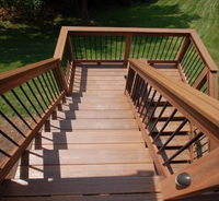 Escalier extérieur en teck durable, résistant aux intempéries, avec cadre galvanisé, pour villa en bord de mer