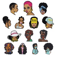 Patchs brodés thermocollants en sergé pour filles noires afro-américaines
