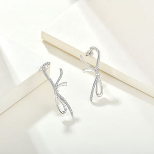 Boucle d'oreille en zircon cubique 3A en argent sterling 925, boucle d'oreille de créateur coréen en or <span class=keywords><strong>Xlove</strong></span> - Product Image 3