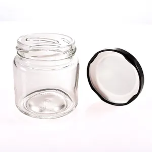 100ml 3.4oz Food Grade Clear Glass Jar with Regular Circular Mouth Screw Metal Lids BAP-FREE for mustard