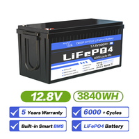 Batterie 12v 600ah Lifepo4 Batterie lithium-ion pour le stockage d'énergie solaire domestique Alimentation de secours Chargeur gratuit