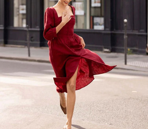 Nueva llegada Vintage de las mujeres Plunge Neck Lace up Ruffle Front Backless y Tie Back Rust Cami Maxi Dress - Product Image 3