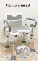 Chaise de douche médicale en alliage d'aluminium avec accoudoirs, dossier réglable, légère, antidérapante, pour personnes âgées, capacité de 136 kg