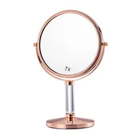 Penteadeira Espelho de aumento Dupla Face 7 Polegadas Giratória 3X Espelhos Da Tabela De Ampliação Maquiagem Espelho de Pé de Ouro Rosa