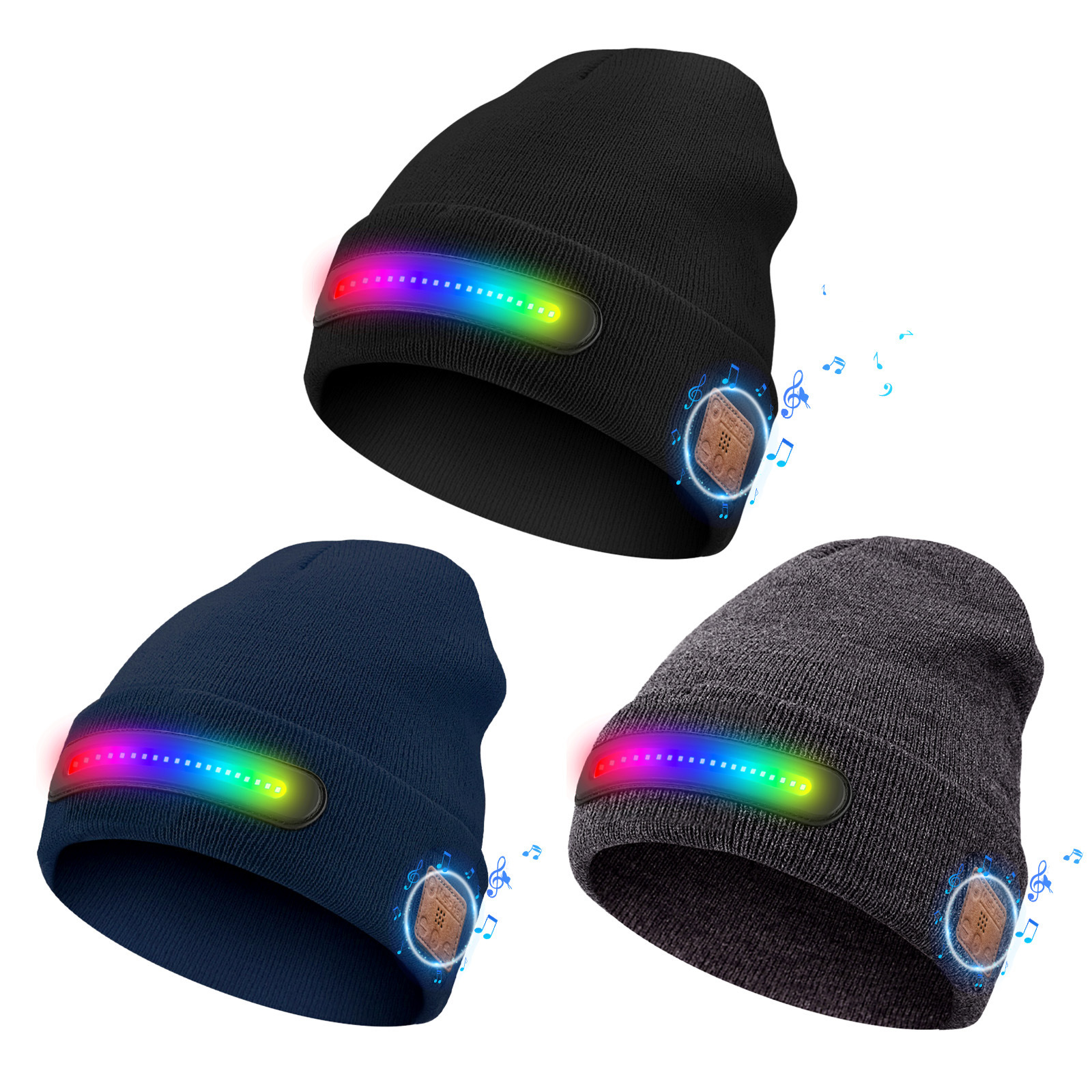 New LED Waterproof Customizable Charging Bluetooth Music Glow Hat Halloween Party TIKTOK Explosions