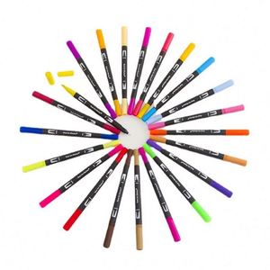 Custom Logo 24-<b>Color</b> Water-Based Dual Tip Art Marker Water Brush <b>Pen</b> Set with Paper Tube Packaging - Product Image 5