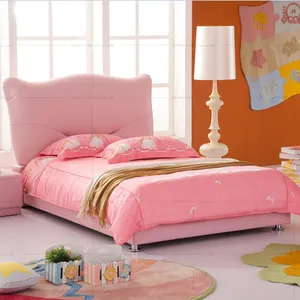 Set Tempat Tidur Anak Perempuan Kecil Putri Merah Muda Tempat Tidur Anak Berpemegang Furnitur Kamar Tidur Tunggal/Ganda