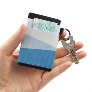 Spot Portable Elastic Card Holder Custom Pattern <b>Stretch</b> Bank Card Sleeve With Key <b>Ring</b> - Product Image 3