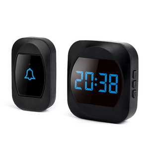 Sonnette sans fil <span class=keywords><strong>longue</strong></span> <span class=keywords><strong>portée</strong></span> avec affichage de l'heure et 45 mélodies, affichage LED de l'heure, pour bureau, maison, hôtel - Product Image 1