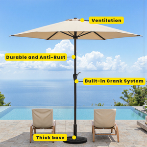 Ombrellone da Giardino Esterno con Luci LED Solari, Ombrellone da Spiaggia e Patio, Ombrellone con Luci a LED, Arredamento da Esterno, <span class=keywords><strong>Logo</strong></span> Personalizzabile - Product Image 5