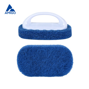 Amigo Scouring Pad With Handle <b>Blue</b> And White Rectangle For Kitchen Sink Tile Cleaning - Product Image 4