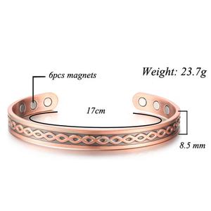 Joyería biomagnética, venta al por mayor, 99.99% cobre puro, chapado en cobre, artritis magnética, brazalete geométrico Unisex personalizado - Product Image 3