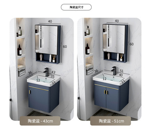 Mobile bagno minimalista con specchio e cornice blu, montaggio a parete, per hotel, lavabo e <span class=keywords><strong>rubinetti</strong></span> per lavanderia - Product Image 6