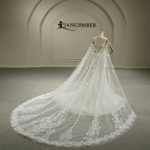 Abito da sposa a sirena Jancember GT26045 Royal con perline pesanti, spalle scoperte e scialle - Product Image 3