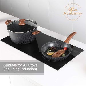 Juego de Ollas y Sartenes de Cocina de 12 Piezas de Aluminio Antiadherente de Granito Negro, Duradero, de <span class=keywords><strong>Kitchen</strong></span> <span class=keywords><strong>Academy</strong></span> - Product Image 3