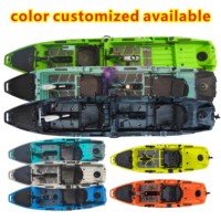 Kayak de pêche modulaire en HDPE à 3 sections pour 2 personnes, ultra stable, avec moteur détachable, pédale d'avance, hélice, aileron, respectueux de l'environnement