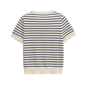 SHENZHU Suéter a Rayas de Moda para <span class=keywords><strong>Mujer</strong></span> 2025, Suéter de Punto Vintage de Manga Corta, Prenda Exterior Femenina, Top Chic - Product Image 2