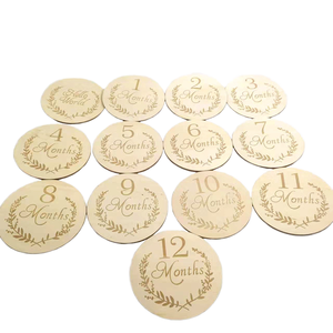 Support en bois de peuplier pour photos, gravé d'un côté, avec des mots d'art populaire écologiques, pour les étapes mensuelles du nouveau-né, 13 pièces - Product Image 5