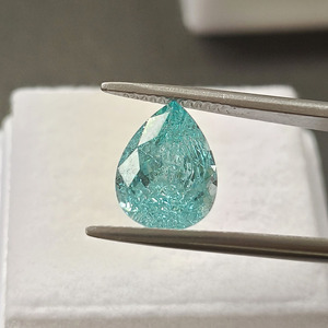 Piedras preciosas sueltas en forma de pera, cultivadas en laboratorio, Paraiba, corte triturado, tamaño 7x9mm, para la elaboración de collares. - Product Image 1