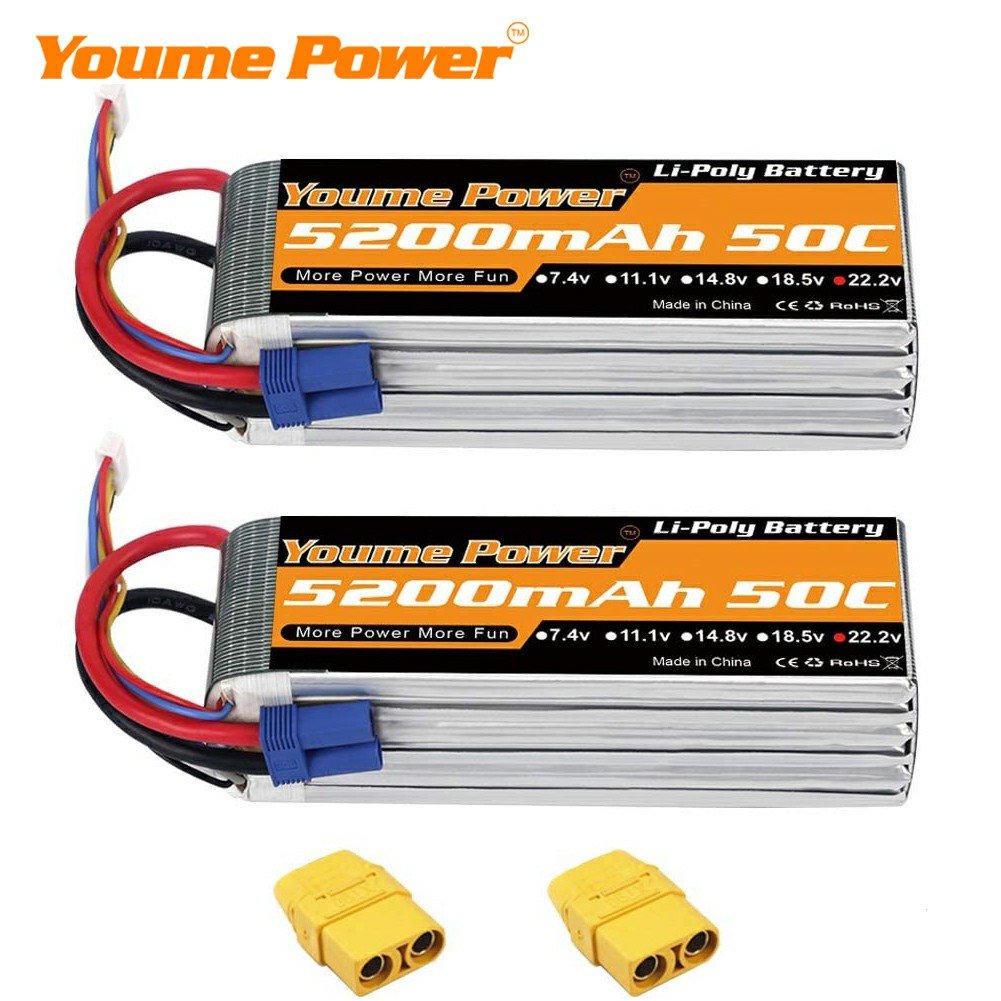 Youme Power 5200mAhリポバッテリー 2S 3S 4S 6S 50C FPV飛行機 Youme Power 5200mAhリポバッテリー 2S 3S 4S 6S 50C FPV飛行機