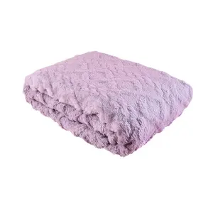 Custom Purple Polyester Soft Thick Jacquard Florges Plush Bed Sherpa Blanket Throws