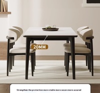 Ensemble de table à manger rectangulaire en bois de frêne blanc simple et moderne DISHI, design en dalle de roche, meubles de maison pour salle à manger, salon