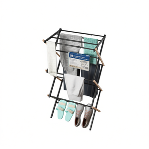 Porte-vêtements extensible en métal DB, double niveau, pliable, pour intérieur et extérieur, séchoir à linge, porte-serviettes, organisateur de rangement pour la lessive - Product Image 1