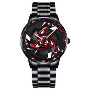 Reloj de pulsera deportivo de acero inoxidable negro con movimiento de cuarzo giratorio creativo de la serie New Watch Car, ideal para regalo. - Product Image 2
