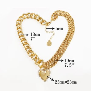 Collar de Acero Inoxidable para Mujer 2026, Collar Personalizado con Cadena de Eslabones Gruesos de Oro de 18k y Colgante de Corazón de Cristal - Product Image 3