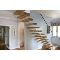 Escalier flottant moderne en bois, marches d'escalier flottantes en bois pour la maison