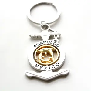 Großhandel individuelles Logo Acapulco Mexiko Souvenir hart emaillett Metall eingraviert Spin Anchor Schlüsselanhänger