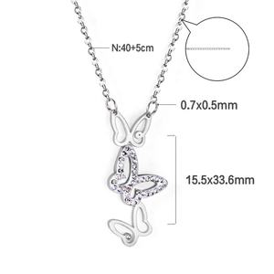 Nuevo Collar de Moda con Colgante de Mariposas Múltiples y Circonitas, Cadena Larga de Acero Inoxidable para Mujer - Product Image 2