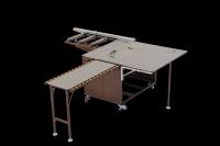 Scie à table coulissante professionnelle portable FsBoling BL-A6 pour le travail du bois avec double lame et composant moteur central multifonctionnel